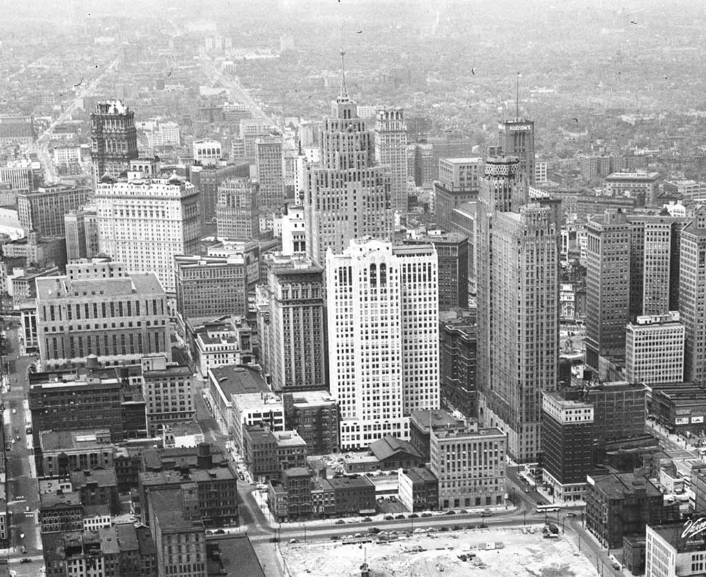 Aerieal Shot of Downtown Detroit, 1948