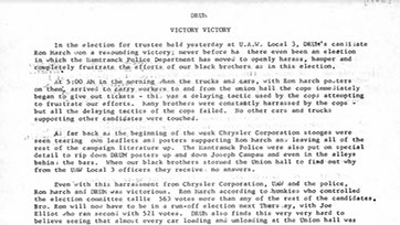 DRUM Newsletter on Ron March Election (1968)