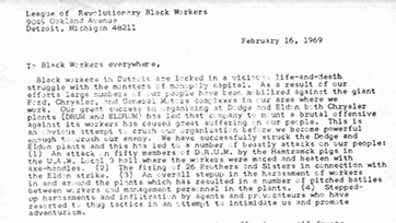 LRBW Letter on Chrysler Boycott (1969)