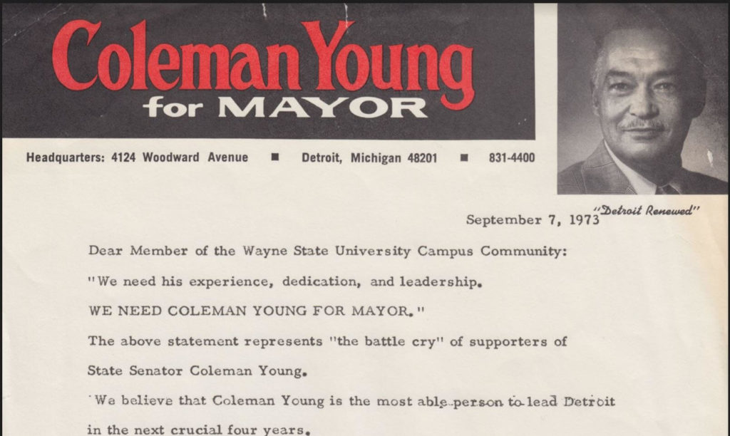 Letter Advocating Coleman Young for Mayor