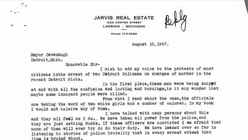 Letter from Bert Arnold to Jerome Cavanagh, Aug 15, 1967