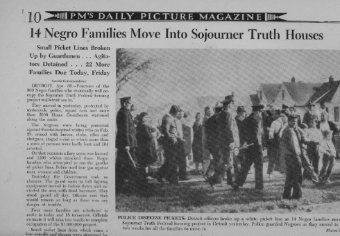 "14 Negro Families Move Into Sojourner Truth Houses" (1942)