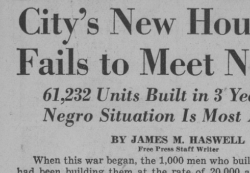 "City's New Housing Fails to Meet Need" (1945)