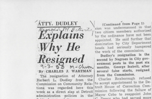 "Explains Why He Resigned" (1953)