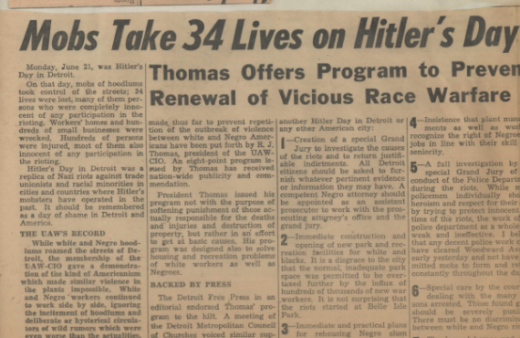 "Mobs Take 34 Lives on Hitler's Day in Detroit" (1943)