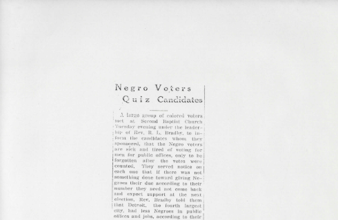 "Negro Voters Quiz Candidates" (1933)