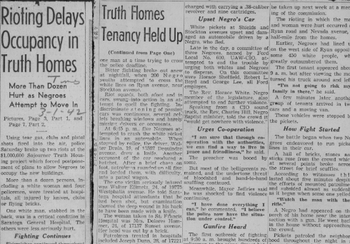 "Rioting Delays Occupancy in Truth Homes (1942)