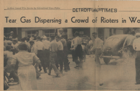 "Tear Gas Dispersing a Crowd" (1943)