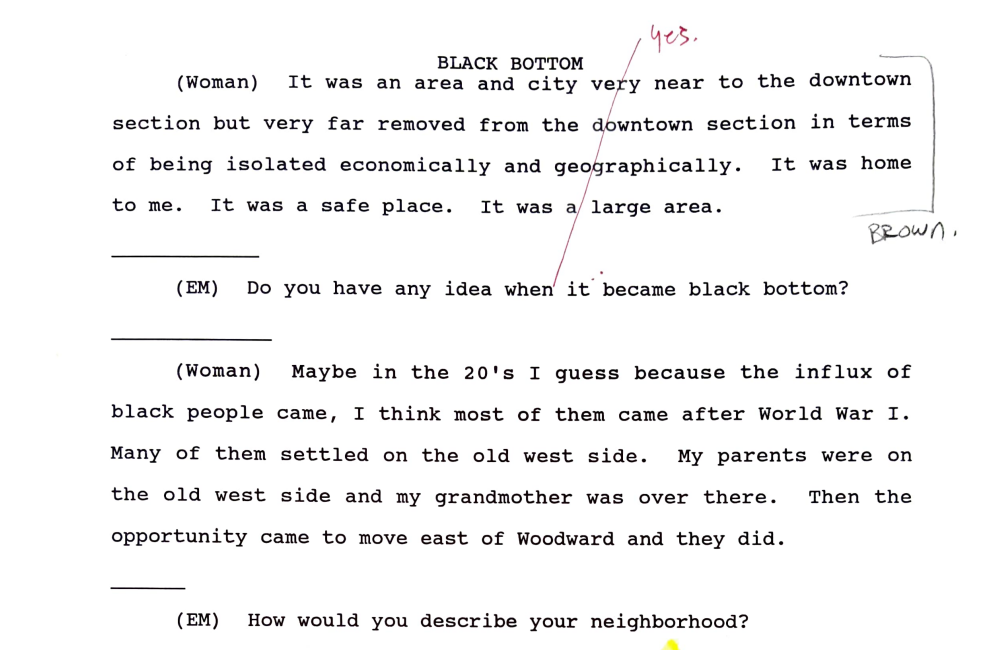 Black Bottom Neighborhood Oral History (1989-1994)