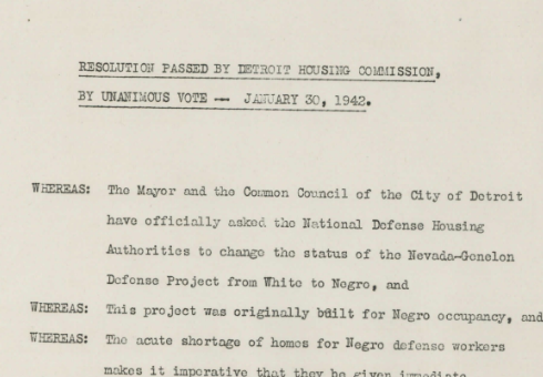 Detroit Housing Commission Resolution (1942)