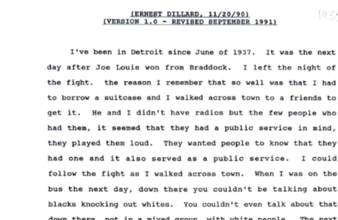 Ernest Dillard Oral History (1990)