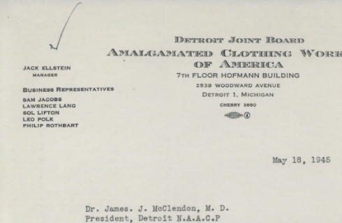 Letter from ACWA to NAACP (1945)