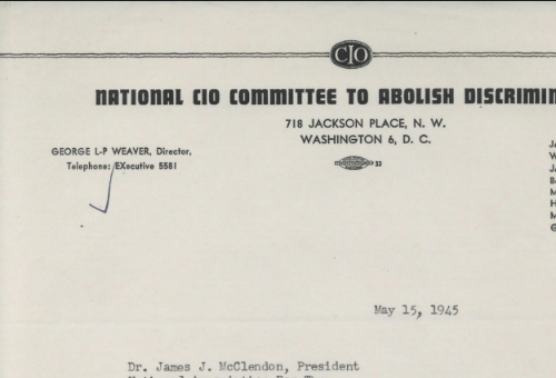 Letter from George Weaver to James McClendon (1945)