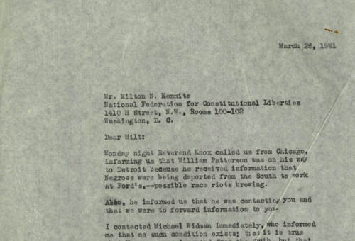 Letter from Jack Raskin to Milton Kemnitz (1941)