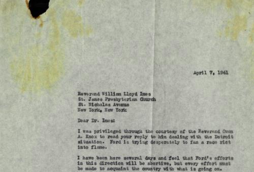 Letter from William Patterson to William Imes (1941)