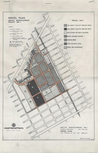 Map of Gratiot Redevelopment Project (1952)