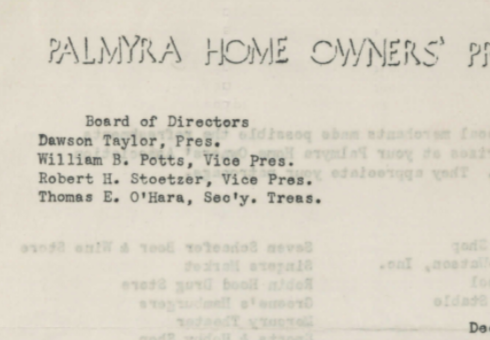 Palmyra Home Owners' Letter (1948)