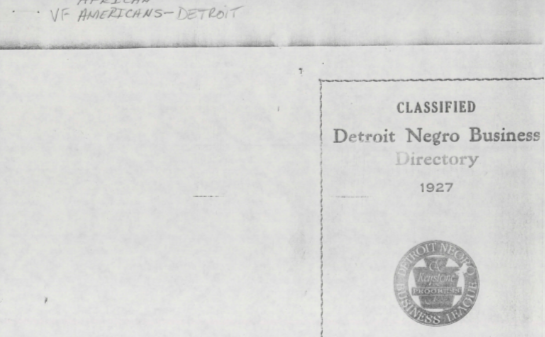 Detroit Negro Business Directory (1927)