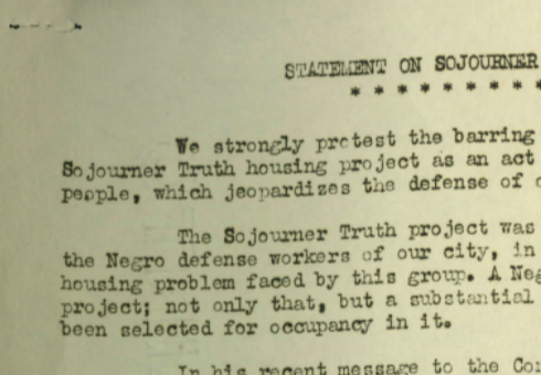 Statement on Sojourner Truth Housing Project (1942)